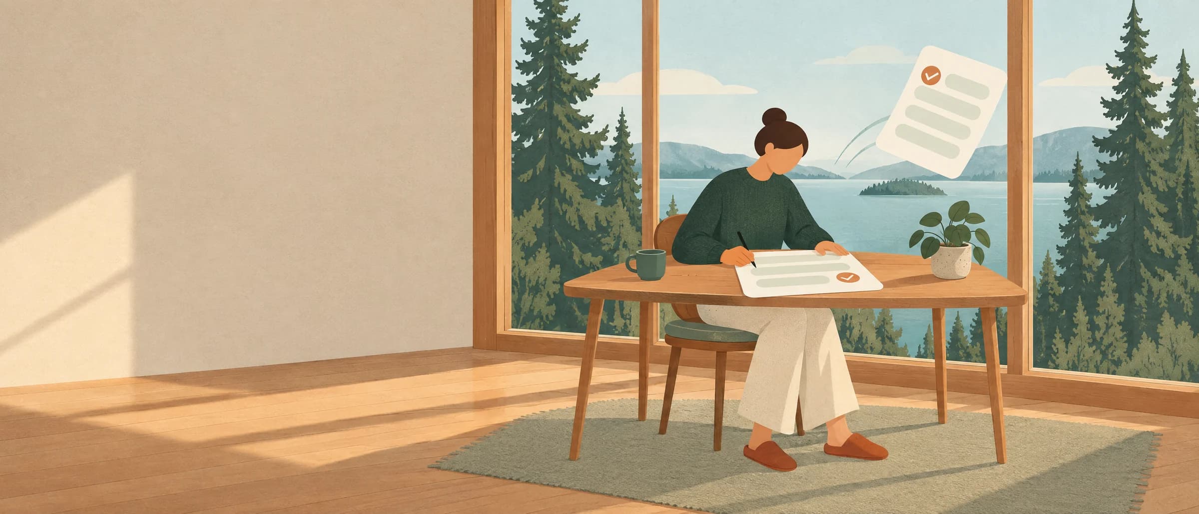 Illustration av en handläggare som fyller i en förfrågan