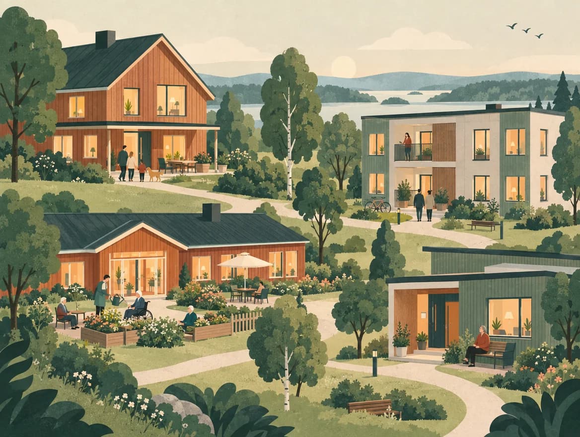 Illustration av olika nordiska boendeformer
